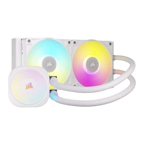 Corsair iCUE Link Titan 240 RX RGB Liquid CPU Cooler – 240mm AIO – 2X RX120 RGB Fans Included – Fits Intel LGA 1851/1700, AMD AM5/AM4 – iCUE Link System Hub Included – White