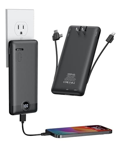 10000mAh Power Bank 22.5W Fast Charging Built-in Cables & Wall Plug