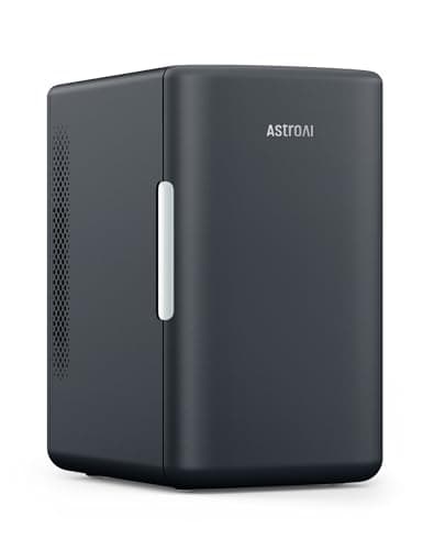 AstroAI Mini Fridge 2.0 Gen, 6 Liter/8 Cans Makeup Skincare Small Fridge 110V AC/ 12V DC Portable Thermoelectric Cooler and Warmer Little Tiny Fridge for Bedroom, Cosmetics,Car (Dark Grey)