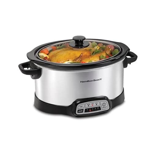 Hamilton Beach Programmable Slow Cooker, 6 Quart (5.7 L), Silver, Digital Timer, 15 Cooking Options, Dishwasher Safe Stoneware Crock, Keep Warm, 33463