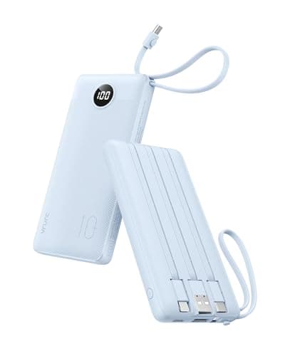 VRURC Power Bank for iPhone Built-in Cables, 10000mAh Portable Charger
