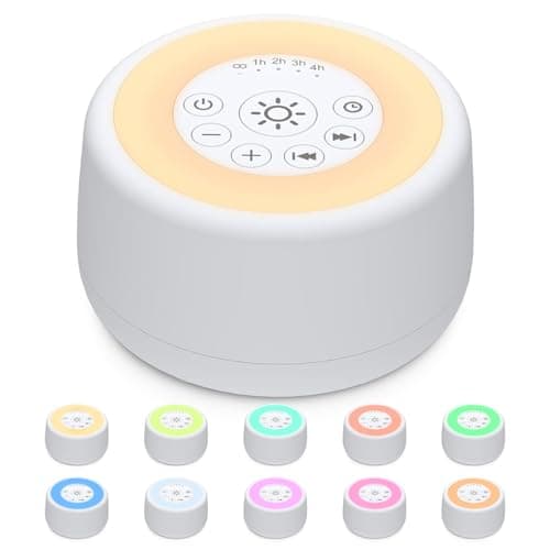 Sleepbox Sound White Noise Machine with 25 Soothing Sounds and 10 Colors 4 Brightness Levels 32 Volume Levels 5 Timer and Memory Function for Sleeping(White)