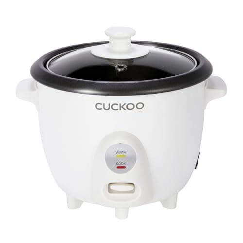 CUCKOO One Touch Rice Cooker 3-Cup (Uncooked) / 6-Cup (Cooked), Mini Rice Cooker & Warmer with Steamer Tray, Versatile Grain Cooker, Soup Maker, Auto Keep Warm, White (CR-0301C)