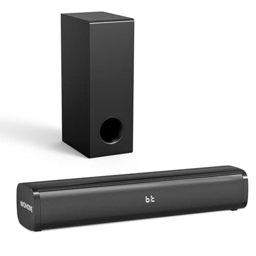 Wohome Sound Bar with Subwoofer for Smart TV, 2.1 CH Small TV Soundbar Speakers Support Wireless Bluetooth 5.3/ARC/Optical/AUX Connectivity, S100 (Black with Subwoofer)
