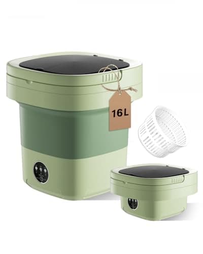 Portable Washing Machine, 16L Small Portable Washer and Deep Cleaning Clothes Washer with Spin Basket 3 Wash Modes Timer, Mini Washing Machine for Apartment, Underwear, Socks, Baby Clothes (Green)