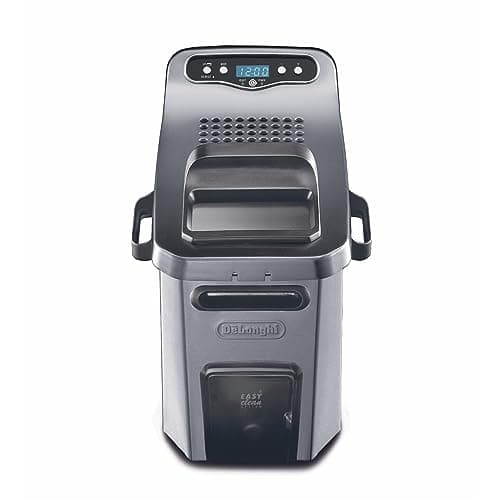 De'Longhi D44528DZ Livenza Dual Zone Digital 4.5L Deep Fryer with Easy Clean Drain System, Stainless Steel, silver