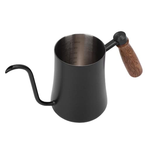 Mingzhe Pour Over Tea Kettle Gooseneck Kettle Pour Over Coffee 304 Stainless Steel 500ml Thermometer Wood Handle Rustproof Lightweight for Drip Coffee Tea