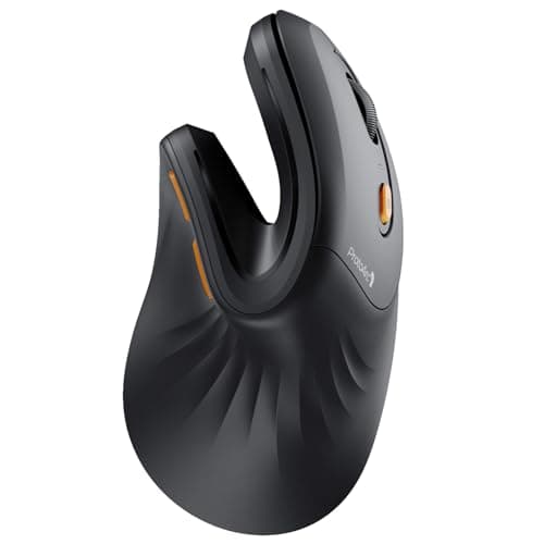 ProtoArc Ergonomic Vertical Mouse, EM11 NL Bluetooth Mouse Wireless Rechargeable Mice with 3 Devices (Bluetooth or USB), Vertical Wireless Mouse for Computer, iPad, Mac, Windows (Black)