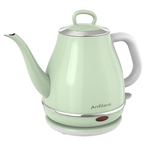 Anfilank Gooseneck Electric Kettle, 1L 1500W, 100% Stainless Steel BPA Free Electric Tea Kettles with Auto Shut & Boil Dry Protection. Water Kettle for Pour-over Coffee & Tea (Green)