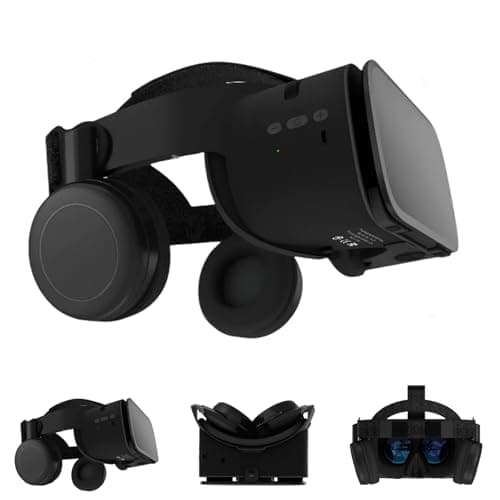 3D Virtual Reality Headset for Adults and Kids 3D VR Games Movies Play, Wireless VR Glasses for iPhone and Android Phones, Foldable VR Goggles with Bluetooth Headphones, Black
