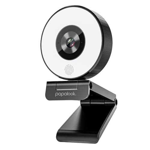 papalook 2K Webcam with Ring Light and Privacy Cover, PA552 Full HD Streaming Web Camera with Dual Microphones, Plug and Play USB Webcam for PC Laptop Desktop, Zoom Skype Teams Video Conference