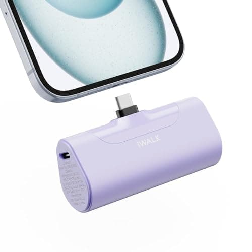 iWALK Portable Charger for iPhone 17/16/15, 4500mAh Power Bank USB C, 20W Fast Charging Mini Battery Pack for iPhone 15/15 Plus/15 Pro/15 Pro Max/iPad/AirPods/Samsung S22/23 Series/Android - Purple