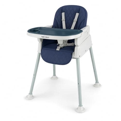 Popup closed 7-in-1 Fully Convertible Baby High Chair – Newborn to Toddler Booster, Foldable & Portable, Easy-Clean Washable Cushion, Removable Tray, 5-Point Safety Harness – Grows with Your Child (Dark Blue)