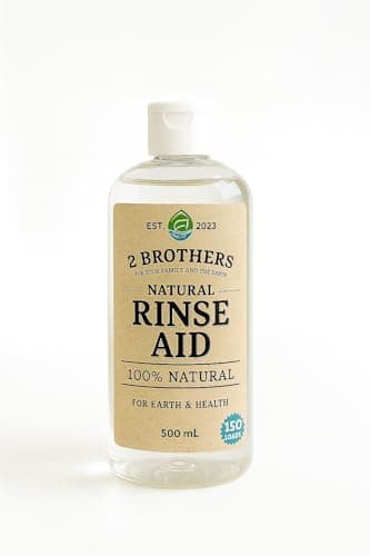2 Brothers, 100% Natural Rinse Aid, Fragrance-Free (500 mL / 16.9 oz), Spot-Free Shine, 150 Loads