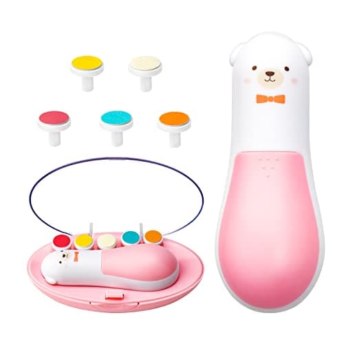 Qunlions life Baby Nail Trimmer Electric,Baby Clippers, 6 in 1 File,Nail File Grooming Kit Manicure Set for Toddler or Adults (Pink-new)