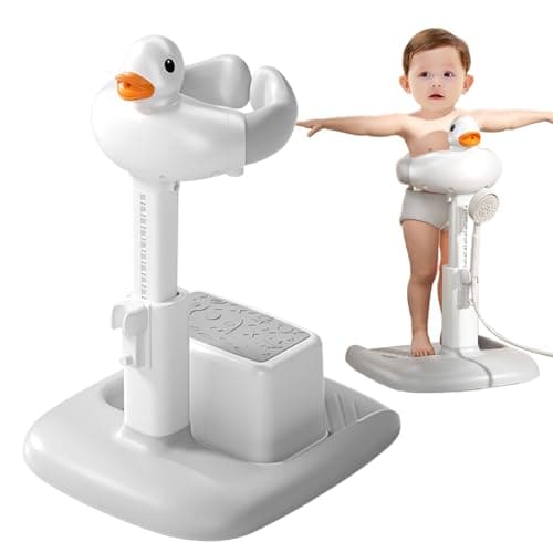 Adjustable Height Baby Shower Stand with Anti-Slip Base,Bath Shower Standing Support Stand,Portable Bath Helper Baby,Free Mother Hands