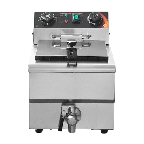 Uargd Commercial Electric Deep Fryer, 1500W Countertop Model with Basket, 11.6Qt / 11L Stainless Steel Single Oil Fryer featuring Time & Temperature Control and Overheat Safety, Ideal for Kitchen