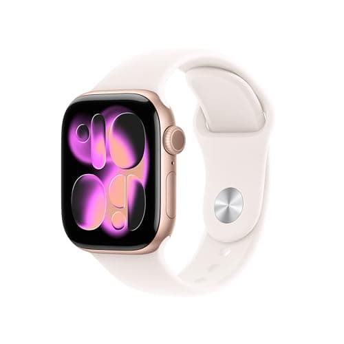 Apple Watch Series 11 [GPS 42mm] Smartwatch with Rose Gold Case and Light Blush Sport Band - S/M. Sleep Score, Fitness Tracker, Health Monitoring, Always-On Display, Water-Resistant