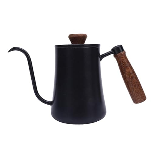 Pour Over Coffee Kettle, 600ML Gooseneck Narrow Long Spout Coffee Pot with Scale Hand Drip Kettle for Home Office Camping (Black)