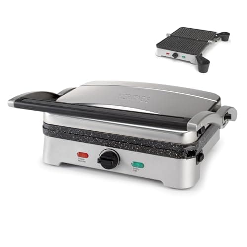 Starfrit Heritage The Rock Panini Press - Rock.Tec Non-Stick Removable Plates - Opens 180 Degrees - Adjustable Temperate Control - 1200W