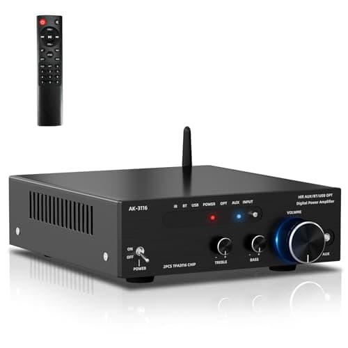 Amplifier Stereo Bluetooth 5.3 Power Amplifier,TPA3116 Dual Channel,100W*2,Remote Control 24V 5A for Home/Outdoor/Car/Theater System
