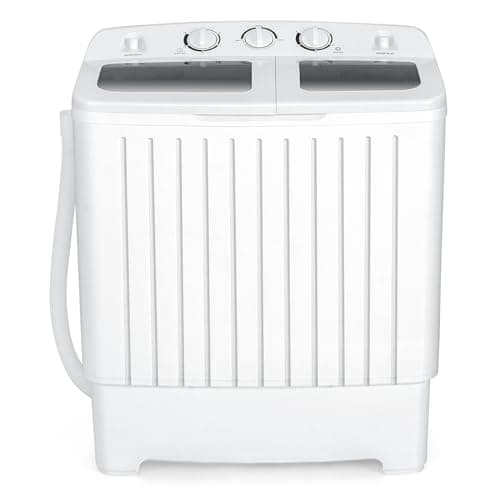 COSTWAY Portable Washing Machine, Twin Tub 20 Lbs Capacity, Washer(12 Lbs) and Spinner(8 Lbs), Durable Design, Timer Control, Compact Laundry Washer for RV, Apartments and Dorms, Grey+White
