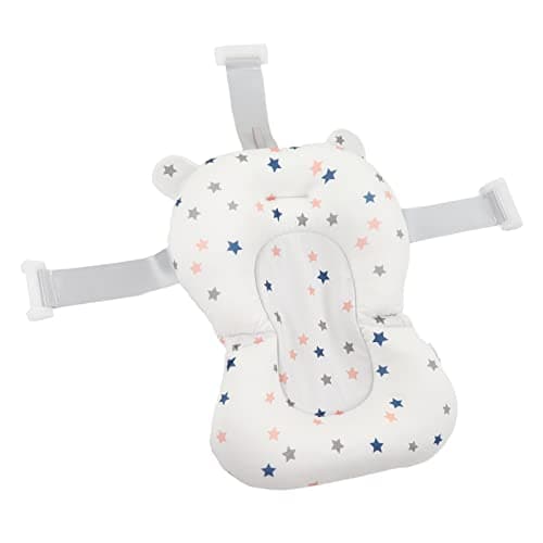 Baby Bath Cushion, Infant Bath Support Pillow Foldable Adjustable with Snap Safety Belts for Newborn White Infant Bath Support Pillow