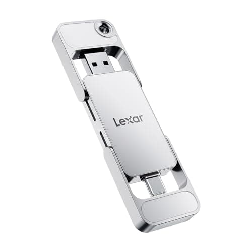 Lexar D70E 512GB Dual Drive External SSD, Up to 2000MB/s Read and 1300MB/s Write, Cable-Free Portable SSD for USB Type-C/Type-A Devices, Compatible with iPhone 17 or Above