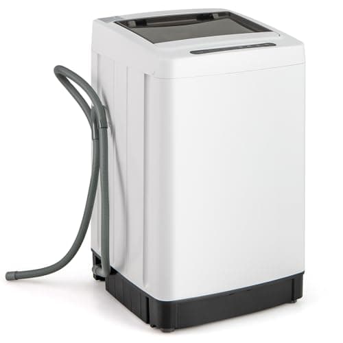 COSTWAY Portable Washing Machine, 11 LBS Full Automatic Portable Washer with 8 Modes, 10 Water Levels, LED Display & Built-In Drain Pump, 1.5 Cu.Ft. Washer & Spinner Combo for Apartment RV (White)