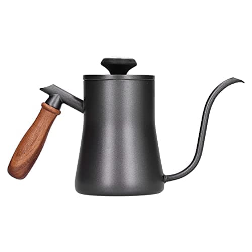Gooseneck Coffee Kettle for Pouring, Thermometer, Filter, 550 ml, Stainless Steel, Beech, Bright, Leak-Proof, Long Service Life, Home Supplies (Black (Thermometer Model))