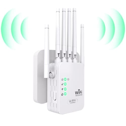 2026 WiFi Extender Signal Booster with 6 Antennas, 2 Ethernet Ports,1200Mbps, Wall-Penetrating, Easy Setup for 35+ Devices, Long Range WiFi Booster,360° Full Coverage