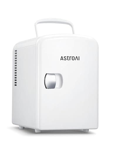 AstroAI Mini Fridge 4 Liter/6 Cans Makeup Skincare Fridge Portable Cooler and Warmer Little Tiny Fridge for Bedroom (White)