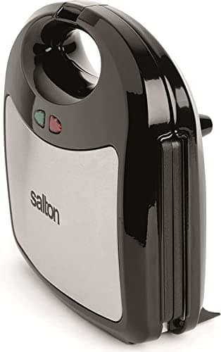 Salton 3-In-1 Pocket Sandwich Maker, Belgian Waffle Maker, and Electric Grill with Non-Stick Removable Dishwasher-Safe Plates, Indicator Lights, Cord Wrap and Upright Storage (SM154322), Small