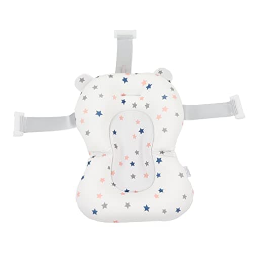 Baby Bath Seat Cushion, Floating Safe Foldable Adjustable Infant Bath Supporter for Newborn, Soft Bath Pillow Baby Bath Pillow for Bathtub (White Stars)