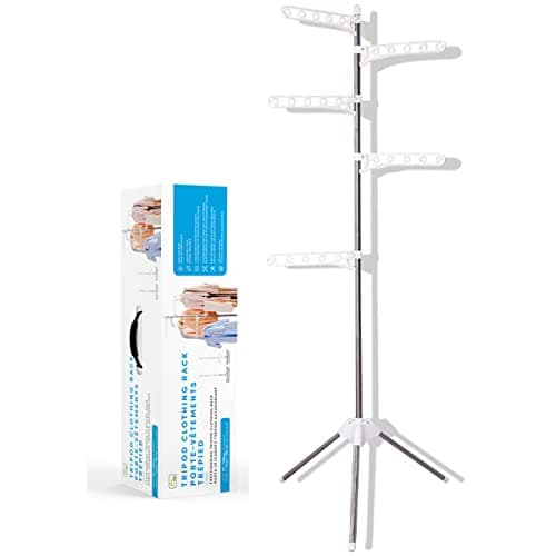 Home Spirit Tripod Clothing Rack – Indoor Clothes Drying Rack, 74" Adjustable Height, 5 Removable Hangers, Holds Up to 36 Garments, Foldable for Storage
