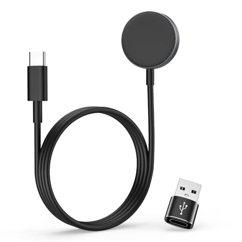 MoKo Type C Galaxy Watch Charger for Samsung Galaxy Watch 8/8 Classic/7/Ultra/6/6 Classic/5/5 Pro/4/3/Active2/FE, Magnetic Charging Dock with 3.3FT Charging Cable and USB C to USB A Adapter