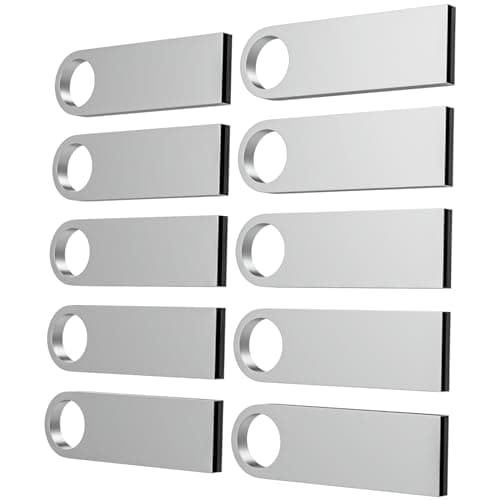 ABLAZE USB Stick 8GB 10 Pack, Sleek Metal USB 2.0 Flash Drive 8GB with Keychains Thumb Drives Memory Stick 10PCS (Sliver)