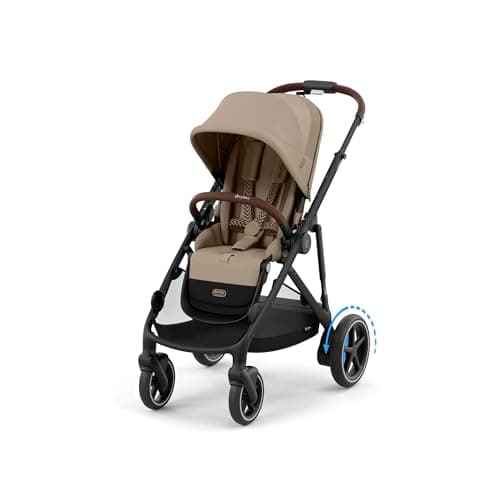 Cybex e-Gazelle S Stroller with Electronic Assist – Forward Power and Downhill Break, Rocking Feature, Modular Double Stroller, 20+ Configurations, Awarded Best Inventions 2024, Almond Beige/Black