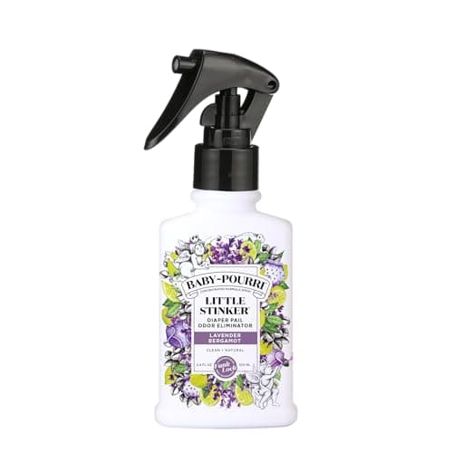 Baby-Pourri Little Stinker Diaper Pail Deodorizer Spray, 3.4 Fl Oz, Up to 150 Uses, Odor Freshener with Essential Oils, Nursery Essentials, Lavender, Bergamot, Eucalyptus & Vanilla Scent
