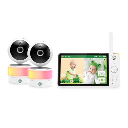 Leapfrog 2 Camera Video Baby Monitor with 7” High Definition 720p Display, 360 Degree Panoramic Viewing Pan & Tilt HD Camera, Color Night Vision, LF920-2HD (White)
