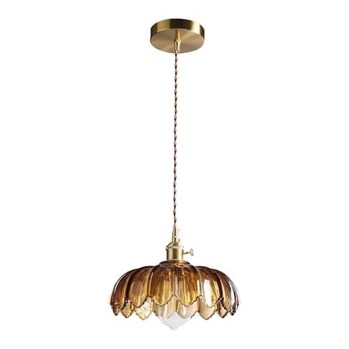 XZHGCEE Pendant Lights Kitchen Island: Amber Glass Pendant Light Fixture with Rotating Switch, E26 Base - Modern Lighting for Dining Room, Bedroom & Living Room