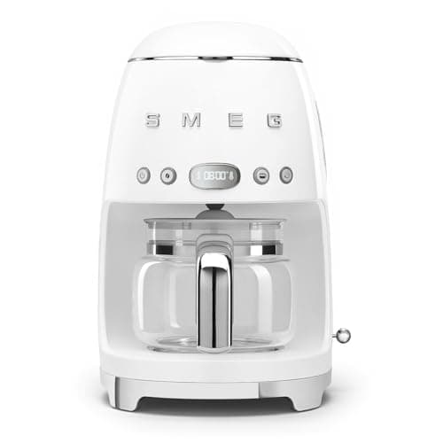 Smeg 50's Retro Style Drip Filter Coffee Machine, 10 Cups Capacity, Auto-Start, Keep Warm Funtion, White, DCF02WHUS