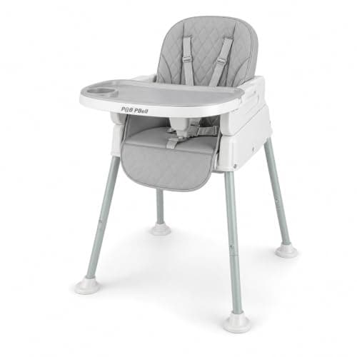 Popup closed 7-in-1 Fully Convertible Baby High Chair – Newborn to Toddler Booster, Foldable & Portable, Easy-Clean Washable Cushion, Removable Tray, 5-Point Safety Harness – Grows with Your Child (Grey)