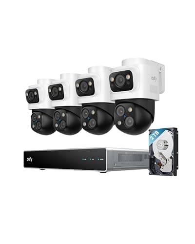 eufy 4K NVR Security Camera System S4 Max, PoE Wired, 16 MP Triple Lens Bullet-PTZ Cam, 360° PTZ, 8× Auto Zoom, Smart Video Search, Cross-Cam Tracking, 24/7 Recording, 2TB HDD