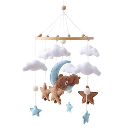 Baby Crib Mobile Cute Felt Cloud Monn Star Bear Bassinet Mobile for Crib Children's Room Nursery Decoration