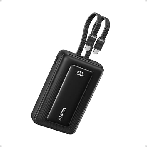 Anker Zolo Power Bank, 20,000mAh 45W Max Fast Portable Charger with Built-in USB-C Cable, USB C&A, 40W Battery Pack for iPhone 17 Series, MacBook, Samsung, and More (Built-in C Cable*2)