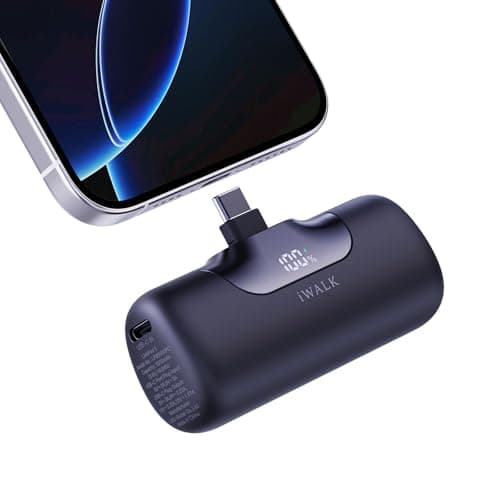 iWALK Portable Charger for iPhone, 5500mAh Wireless Power Bank with LED Display, 22.5W Fast Charging Battery Pack USB C Mini Pow Bank for iPhone 17/16/15 Series, Samsung Galaxy S24 S23 Android, Black
