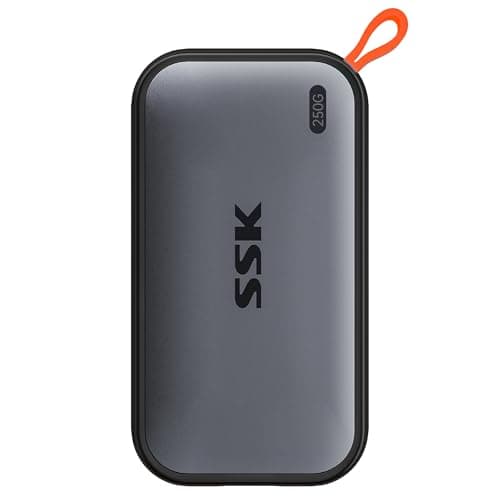 SSK 250GB Portable External NVME SSD Hard Drive, Storage up to 1050MB/s Extreme Transmission Speed USBC 3.2 Gen2 Solid State Drive for Type-c Smartphone, PS5, xBOX, Laptop, Macbook/Pro/Air and more
