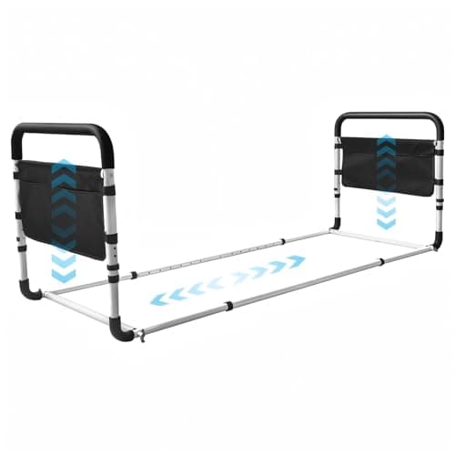MITOJOSYEER Bed Rails for Elderly Adults Safety, Adjustable Heights Bed Rail and Storage Pocket, for Seniors Bed Rails