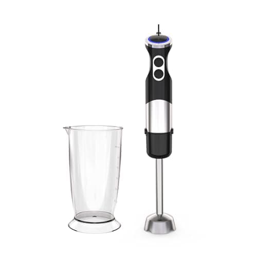 Immersion Blender Handheld, 12 Speed & Turbo Mode Hand Mixer Electric Handheld Emulsifier for Kitchen, 2 in 1 Stick Portable Hand Emulsion Blender with Beaker for Baby Food, Smoothie, Puree, Soup